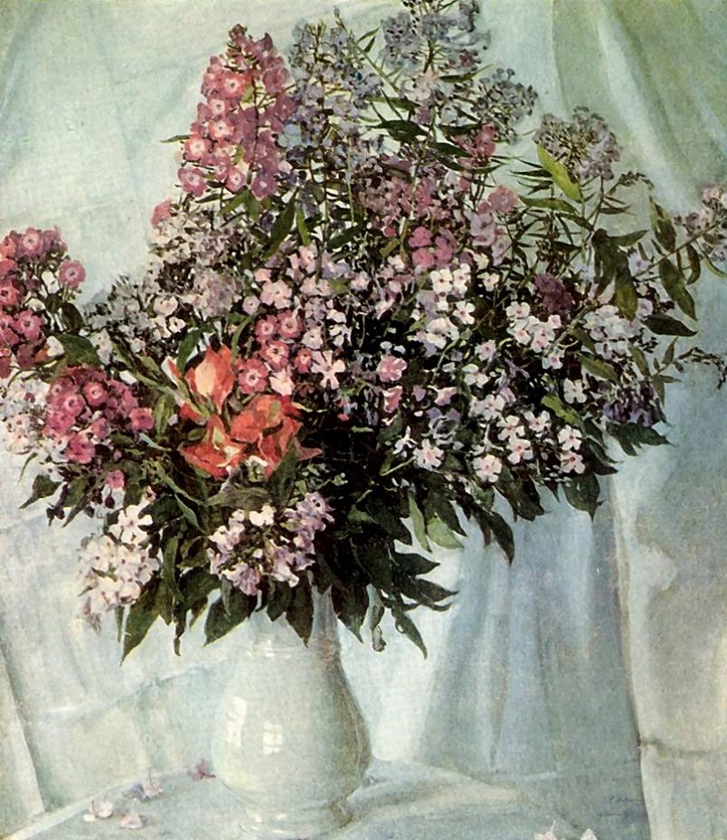 какие цветы изображены на картине головина цветы в вазе